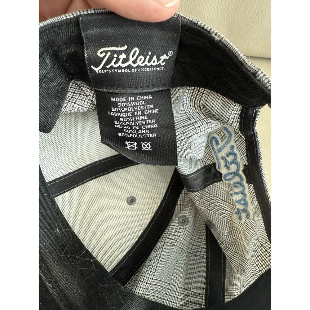 Titleist Golf Hat Glen plaid Embroidered Gray Adjustable Wool Blend EUC